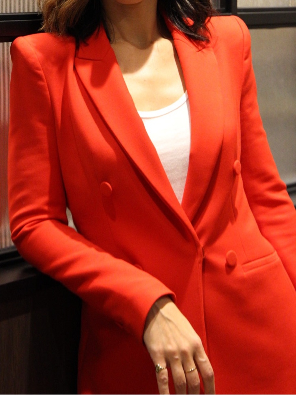 Zara Red Longline Tailored Blazer